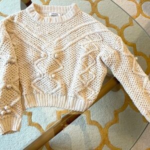 Jubylee Cropped Textured Cream Sweater